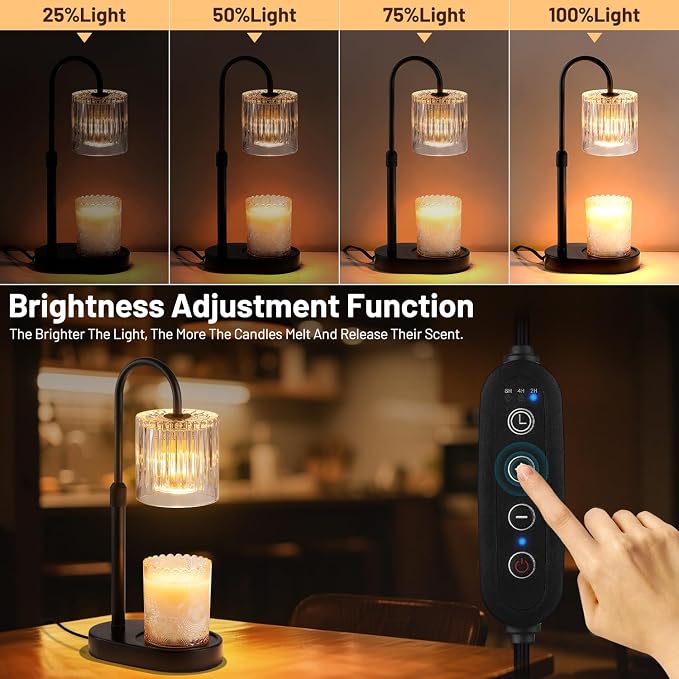 Candle Warmer Lamp with Timer: Modern Style Adjustable Height Candle Warmer Lamp Home Decor Safe Flame Free for Wax Blocks
