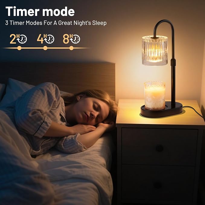 Candle Warmer Lamp with Timer: Modern Style Adjustable Height Candle Warmer Lamp Home Decor Safe Flame Free for Wax Blocks