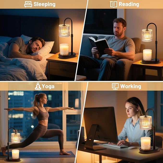 Candle Warmer Lamp with Timer: Modern Style Adjustable Height Candle Warmer Lamp Home Decor Safe Flame Free for Wax Blocks
