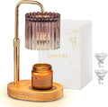 Candle Warmer Lamp with Timer: Purple Candle Warming Lamp with 2 Bulbs Height Adjustable Wax Melt Dimmable Bedroom Decor for