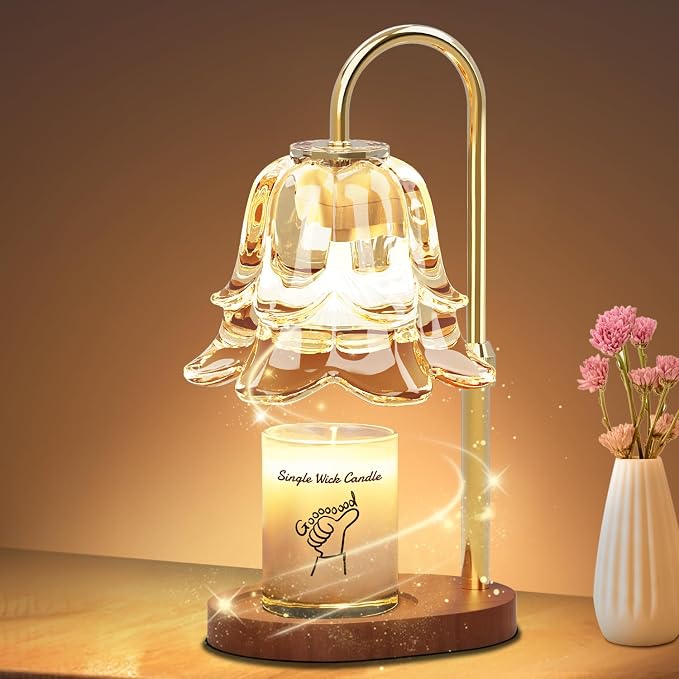 Upgraded Dimmable Wax Melts Warmer for Jar Candles, Height Adjustable Candle Lamp, Birthday