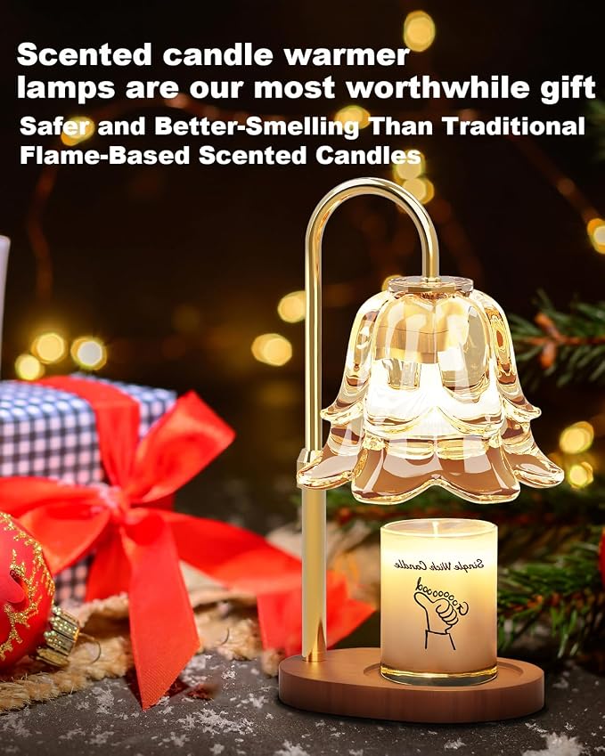 Upgraded Dimmable Wax Melts Warmer for Jar Candles, Height Adjustable Candle Lamp, Birthday