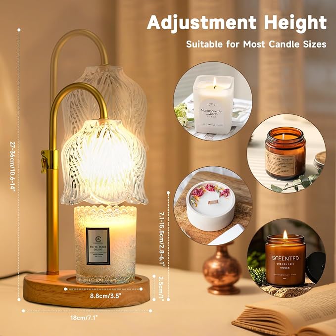 Candle Warmer Lamp with Timer, Valentine's Day Birthday Gifts for Women Mom, Height Adjustable Wax Melts Warmer, alternate