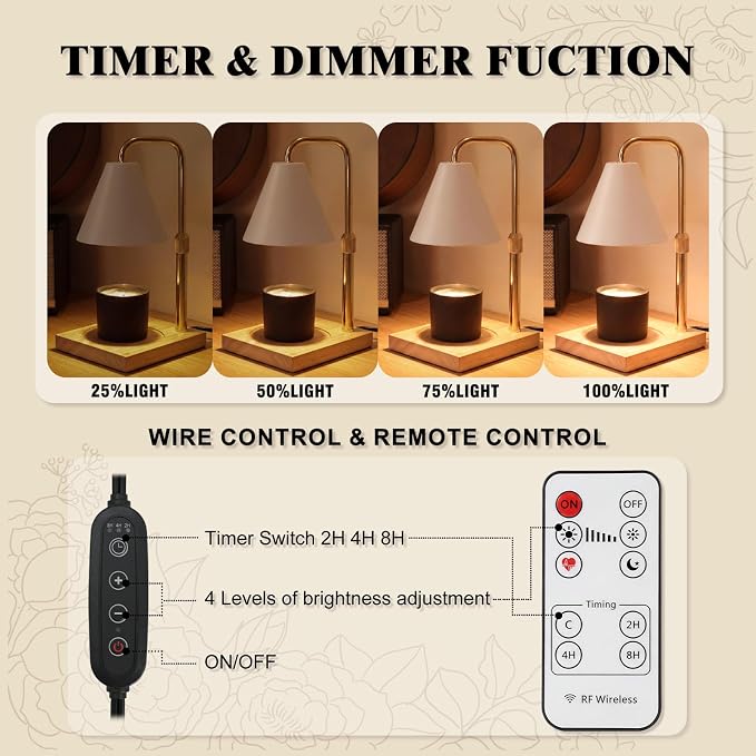 Candle Warmer Lamp with Timer - Wireless Remote Control, Gifts for Mom Grandma, Birthday Gifts, Mothers Days Gifts, House