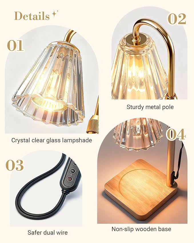 Candle Warmer Lamps 2 Pack, Electric Wax Warmer Lamp with Timer for Jar Candles, Aesthetic Home Decor, Housewarming Gifts for