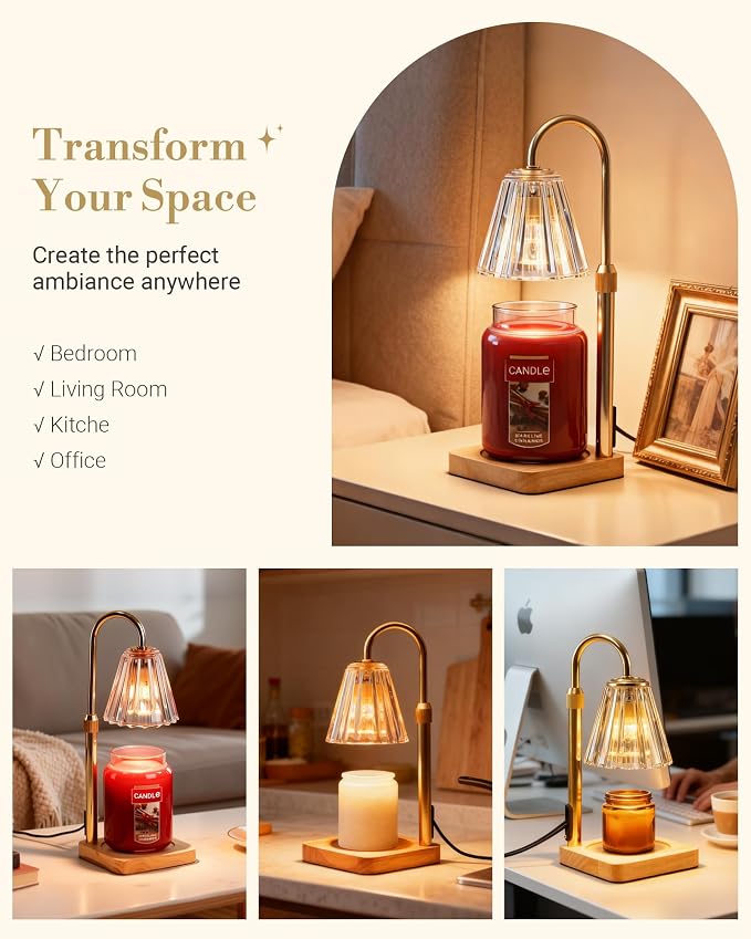 Candle Warmer Lamps 2 Pack, Electric Wax Warmer Lamp with Timer for Jar Candles, Aesthetic Home Decor, Housewarming Gifts for