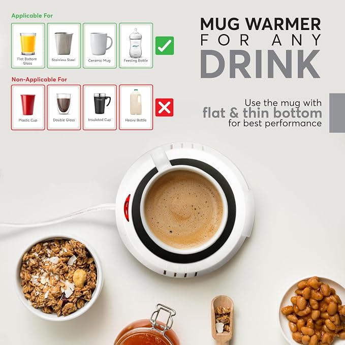 Candle Warmer Plate Safely Releases Scents Without a Flame- Used as Candle Jar Warmer, Candle Melter, Coffee Warmer, Mug