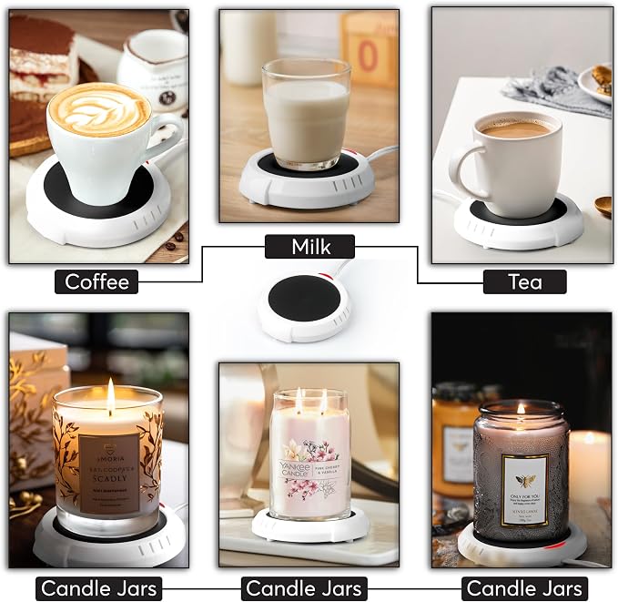 Candle Warmer Plate Safely Releases Scents Without a Flame- Used as Candle Jar Warmer, Candle Melter, Coffee Warmer, Mug