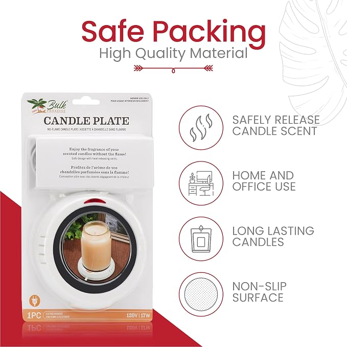 Candle Warmer Plate Safely Releases Scents Without a Flame- Used as Candle Jar Warmer, Candle Melter, Coffee Warmer, Mug