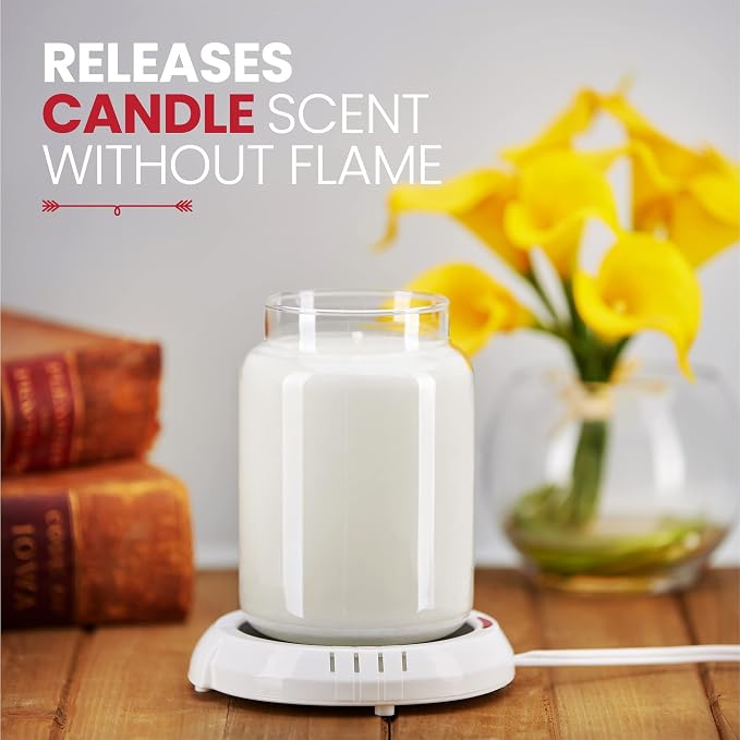 Candle Warmer Plate Safely Releases Scents Without a Flame- Used as Candle Jar Warmer, Candle Melter, Coffee Warmer, Mug