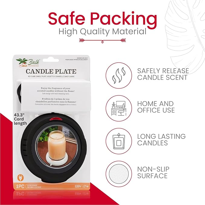 Candle Warmer Plate Safely Releases Scents Without a Flame- Used as Candle Jar Warmer, Candle Melter, Coffee Warmer, Mug