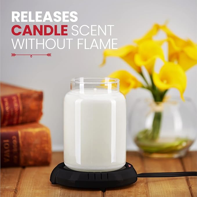 Candle Warmer Plate Safely Releases Scents Without a Flame- Used as Candle Jar Warmer, Candle Melter, Coffee Warmer, Mug