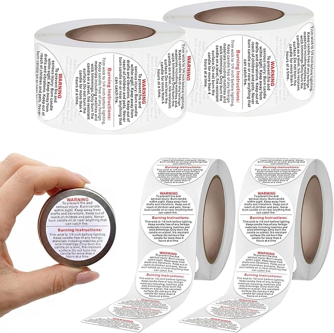Candle Warning Labels: 2000PCS Candle Wick Stickers 1 Inch Small Candles Jars Safety Stickers Warning Labels for Candles