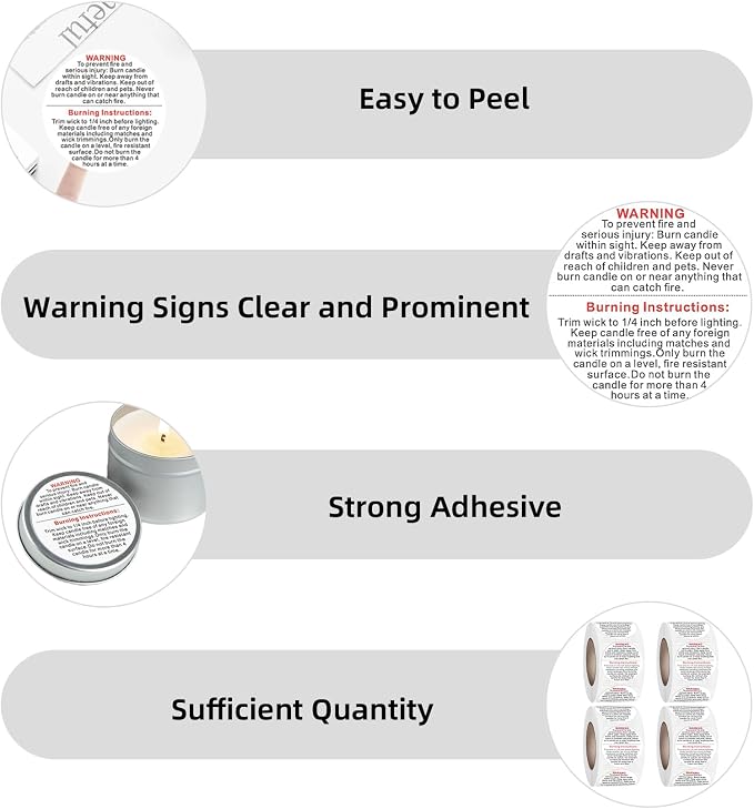 Candle Warning Labels: 2000PCS Candle Wick Stickers 1 Inch Small Candles Jars Safety Stickers Warning Labels for Candles