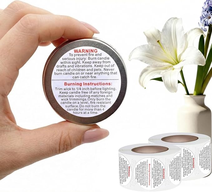 Candle Warning Labels: 2000PCS Candle Wick Stickers 1 Inch Small Candles Jars Safety Stickers Warning Labels for Candles