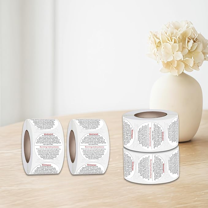 Candle Warning Labels: 2000PCS Candle Wick Stickers 1 Inch Small Candles Jars Safety Stickers Warning Labels for Candles