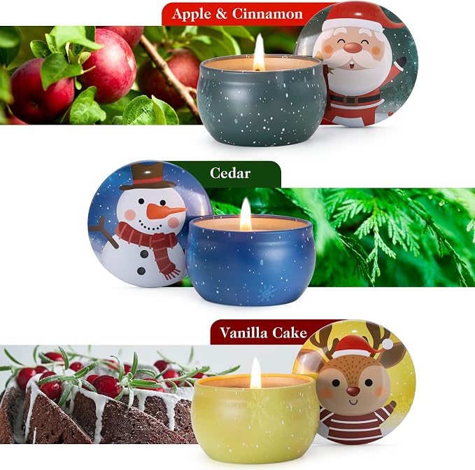 Candles 3 Pack Scented Candles, 2.5 oz Aromatherapy Candles,Soy Candles Set with 72H Burning Time,Christmas, alternate