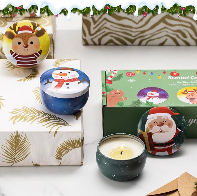 Candles 3 Pack Scented Candles, 2.5 oz Aromatherapy Candles,Soy Candles Set with 72H Burning Time,Christmas, alternate