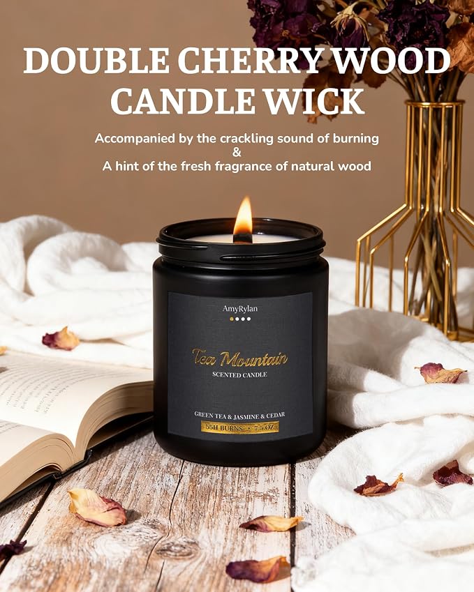Candles 4 Pack Wooden Wick Scented Candle Gift Set for Men, 30oz made from natural materials Soy Wax, alternate product view
