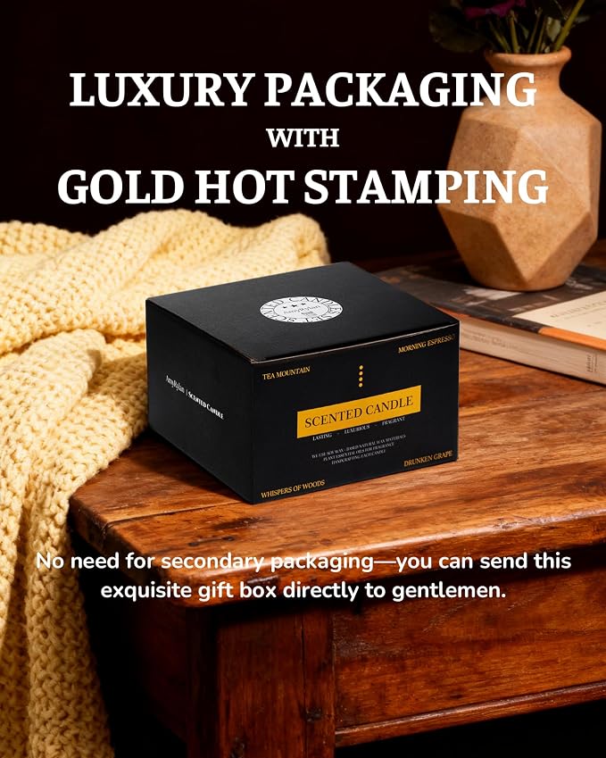 Candles 4 Pack Wooden Wick Scented Candle Gift Set for Men, 30oz made from natural materials Soy Wax, alternate product view