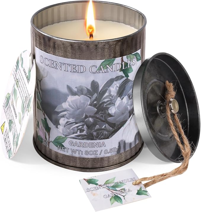 Candles for Home Scented, 8oz Soy Wax Candle, 50 Hours Burn Time, Gardenia Aromatherapy Candles, Ideal for Birthday, Mother's