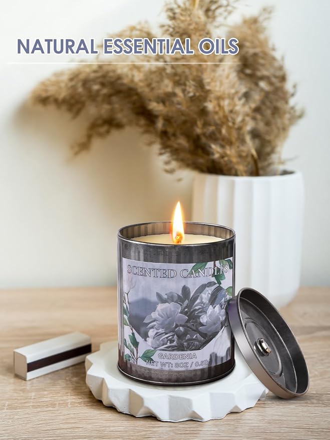 Candles for Home Scented, 8oz Soy Wax Candle, 50 Hours Burn Time, Gardenia Aromatherapy Candles, Ideal for Birthday, Mother's