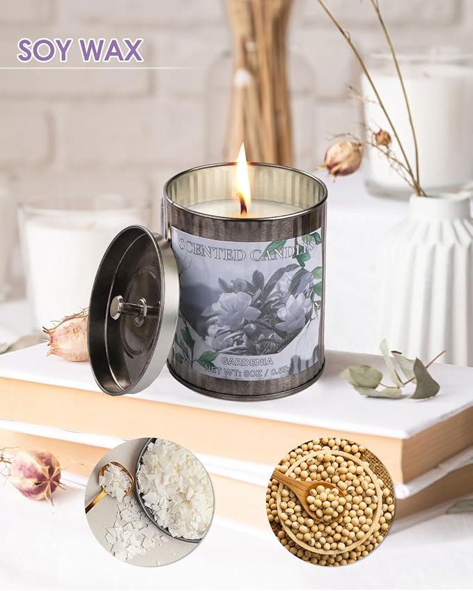 Candles for Home Scented, 8oz Soy Wax Candle, 50 Hours Burn Time, Gardenia Aromatherapy Candles, Ideal for Birthday, Mother's