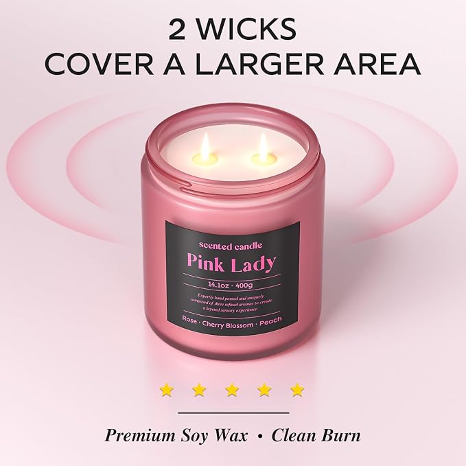 Candles for Women, 14.1 oz Scented Candles for Home, 2 Wicks Blended Scents Birthday Candles Gifts for Mom, Wife, Teachter