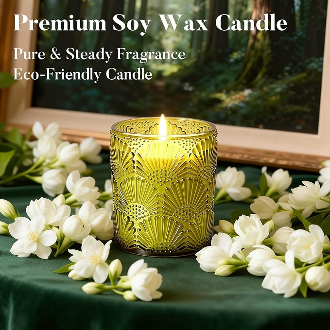 Candles Jasmine Scented Candle, 100% Soy Candle 30 Hours Burn, Candle Gifts for Men and Women Valentine Mother’s Day