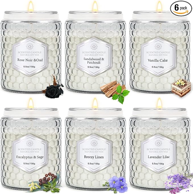 CandlesGiftsSets 6 Pack Scented Candles for Home, Aromatherapy Gift Set for Women, Natural Soy Wax Jar, product image