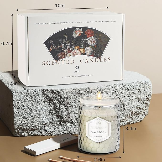 CandlesGiftsSets 6 Pack Scented Candles for Home, Aromatherapy Gift Set for Women, Natural Soy Wax Jar, alternate product
