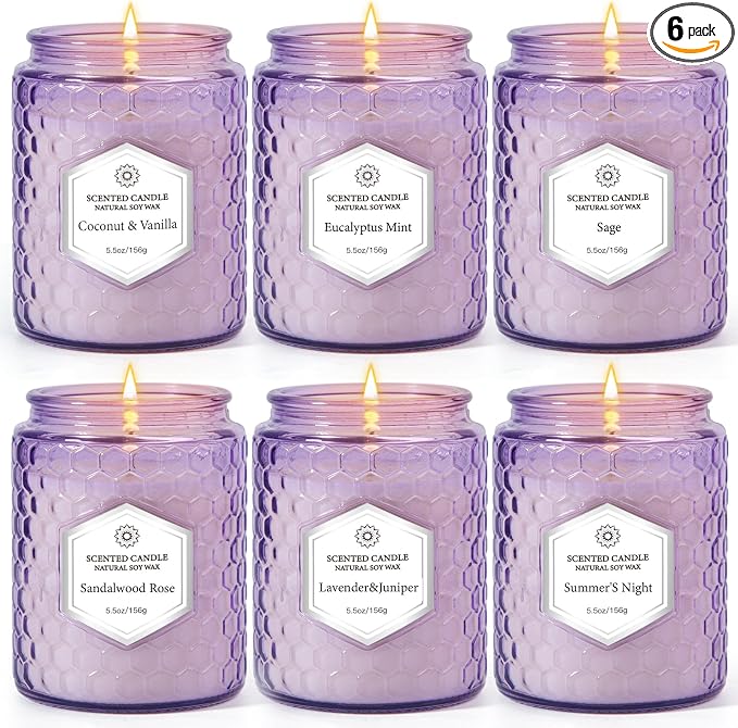 CandlesGiftsSets Candles for Home Scented, 6 Pack Aromatherapy Candles Gifts Sets for Women Birthday,33 oz Soy Wax 240 Hour