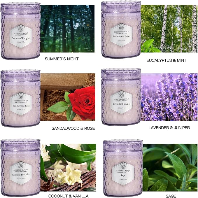 CandlesGiftsSets Candles for Home Scented, 6 Pack Aromatherapy Candles Gifts Sets for Women Birthday,33 oz Soy Wax 240 Hour
