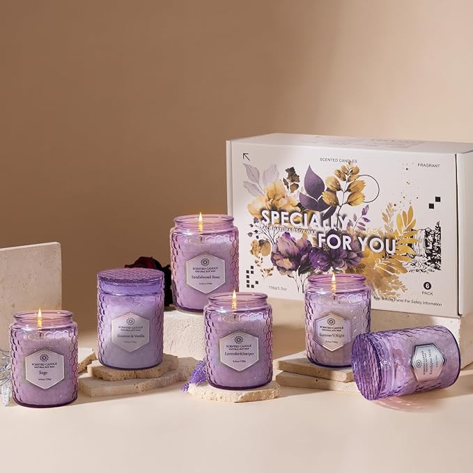 CandlesGiftsSets Candles for Home Scented, 6 Pack Aromatherapy Candles Gifts Sets for Women Birthday,33 oz Soy Wax 240 Hour