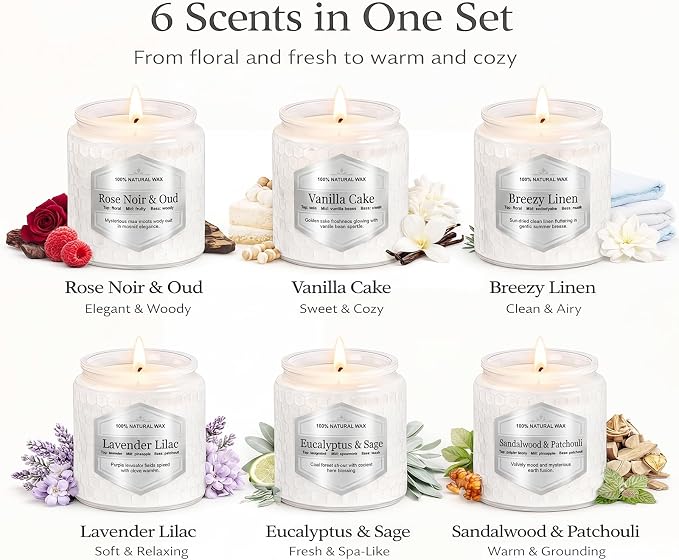 CandlesGiftsSets Scented Candles Gift Set for Women, 6 Pack Aromatherapy Soy Candles for Home, alternate product view 2