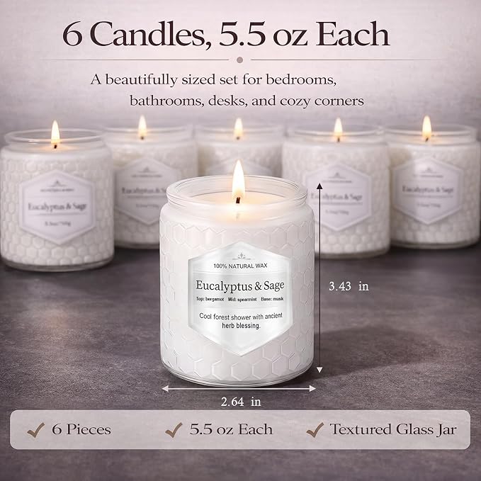 CandlesGiftsSets Scented Candles Gift Set for Women, 6 Pack Aromatherapy Soy Candles for Home, alternate product view 6