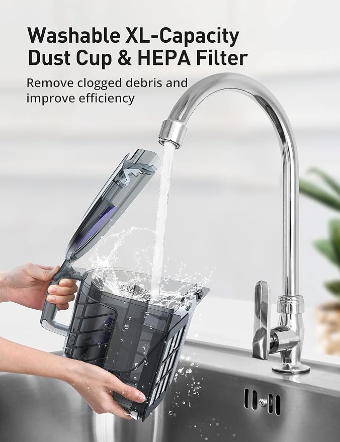 Canister Vacuum Cleaner, 40Kpa Bagless Vacuum Cleaners, 4QT Large Dust Cup, Double HEPA Filter, Retractable Cord, 1600W