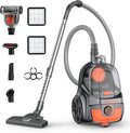 Canister Vacuum, Upgraded 1600W Bagless Canister Vacuum Cleaner, Auto Cord Rewind, H13 HEPA Filter, 4Qt Large Capacity, 5