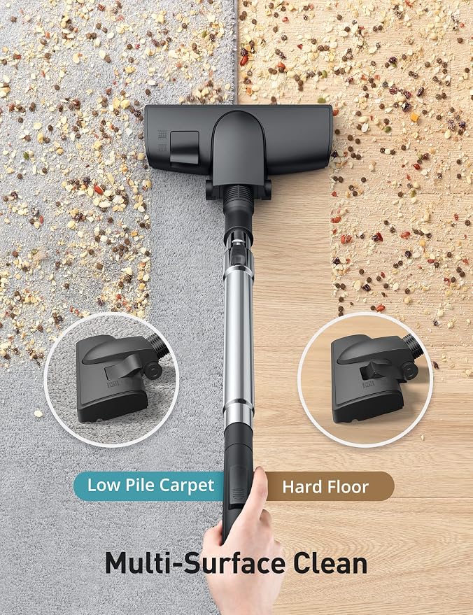 Canister Vacuum, Upgraded 1600W Bagless Canister Vacuum Cleaner, Auto Cord Rewind, H13 HEPA Filter, 4Qt Large Capacity, 5