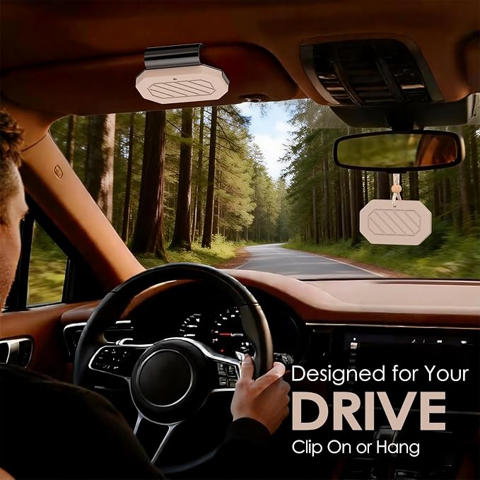 Car Air Freshener, 2-in-1 Stone Car Freshener with Visor Clip & Hanging Scent Diffuser, Natural Scent Stone Diffuser