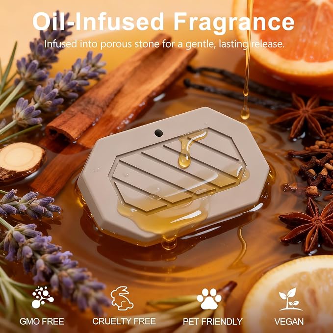 Car Air Freshener, 2-in-1 Stone Car Freshener with Visor Clip & Hanging Scent Diffuser, Natural Scent Stone Diffuser