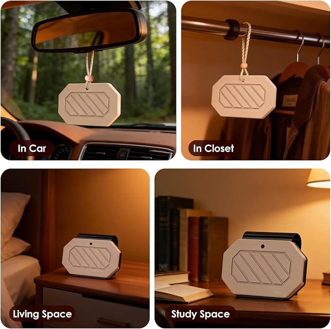 Car Air Freshener, 2-in-1 Stone Car Freshener with Visor Clip & Hanging Scent Diffuser, Natural Scent Stone Diffuser