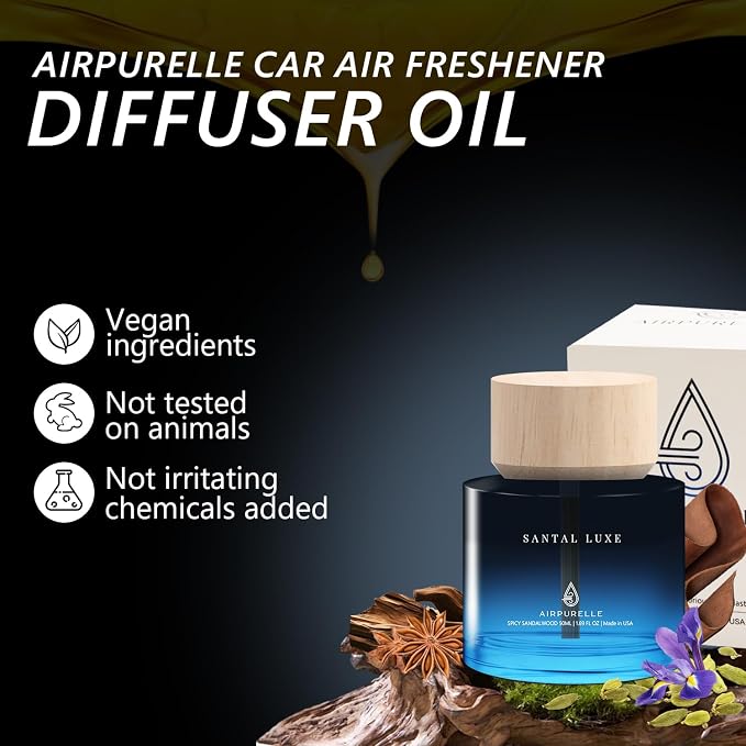 Car Air Freshener 50ML (1.7 FL OZ) Car Air Fresheners Perfume - Spicy Sandalwood Fragrance Oil Air Diffuser for Car
