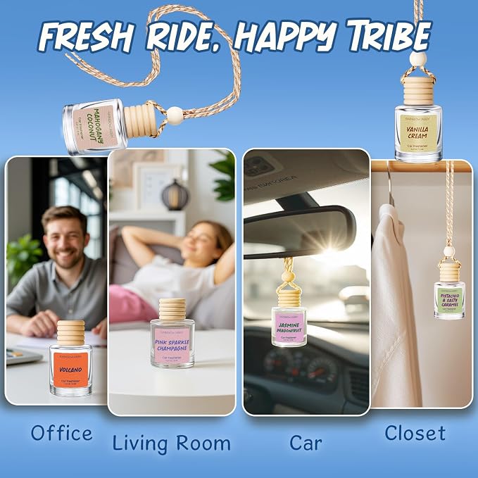 Car Air Freshener 6 Pack for Women - Cute Hanging Essential Oil Diffuser, Long-Lasting Fragrance Set, alternate product view
