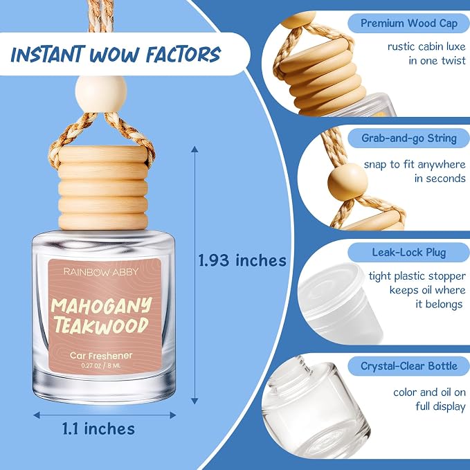 Car Air Freshener 6 Pack for Women - Cute Hanging Essential Oil Diffuser, Long-Lasting Fragrance Set, alternate product view