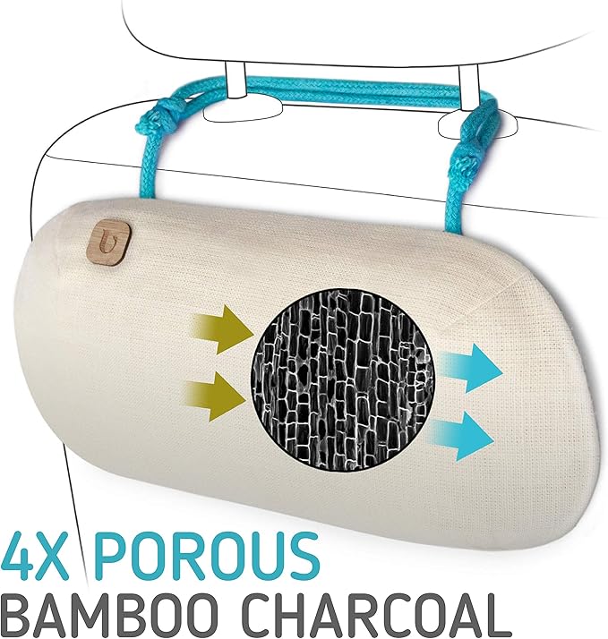 Car Air Freshener - Auto Odor Eliminator - 100% Activated Bamboo Charcoal Air Purifier, Ionizer - Absorb and Remove Smoke