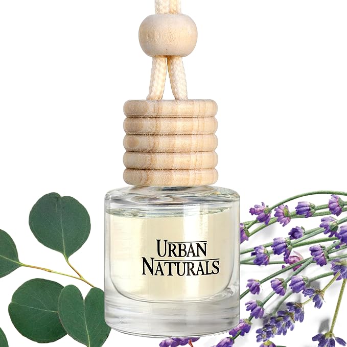 Car Air Freshener Diffuser 1 Pack - Eucalyptus Lavender Scent, 45+ Days Long Lasting Fragrance, Made in USA, Glass & Wood
