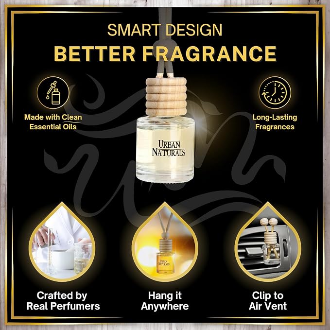 Car Air Freshener Diffuser 1 Pack - Eucalyptus Lavender Scent, 45+ Days Long Lasting Fragrance, Made in USA, Glass & Wood