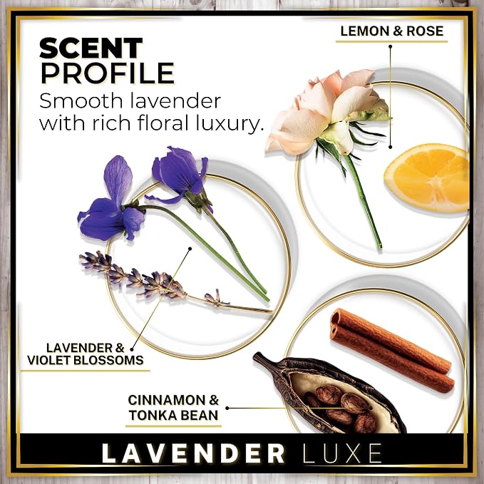 Car Air Freshener Diffuser 1 Pack - Lavender Luxe Scent, 45+ Days Long Lasting Fragrance, Made in USA, Glass & Wood