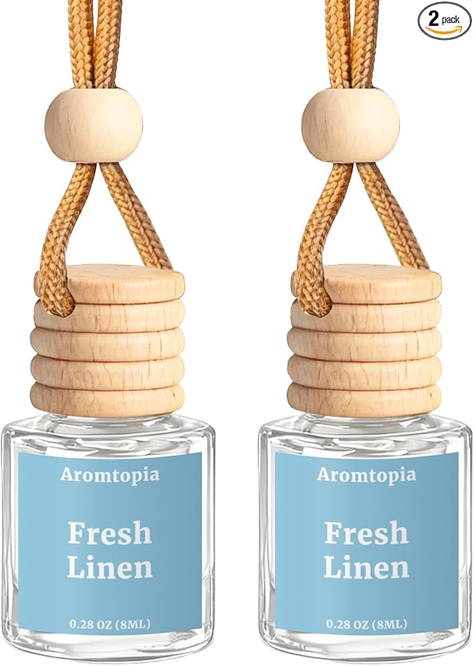 Car Air Freshener Diffuser 2 Pack, Hanging Car Fragrance Diffuser - Fresh Linen Fragrance Oil Air Diffuser for Car, product
